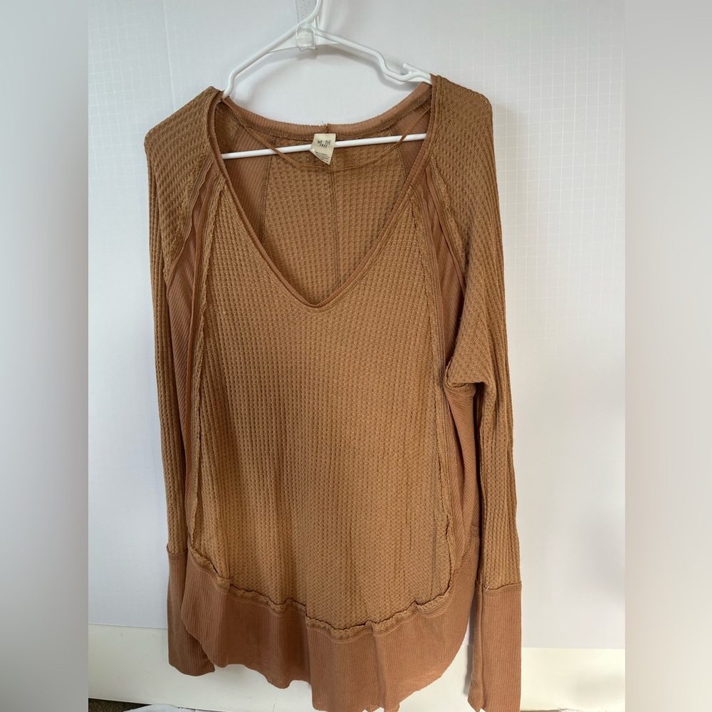 We The Free Tan Textured Knit Top